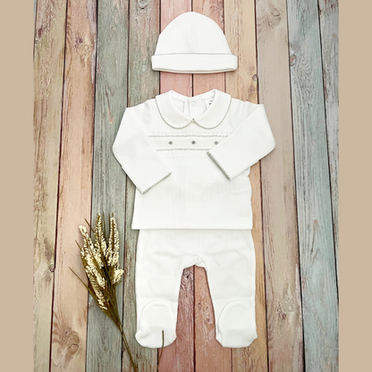 Conjunto Bebé Primer Día Algodon Pima - Blanco