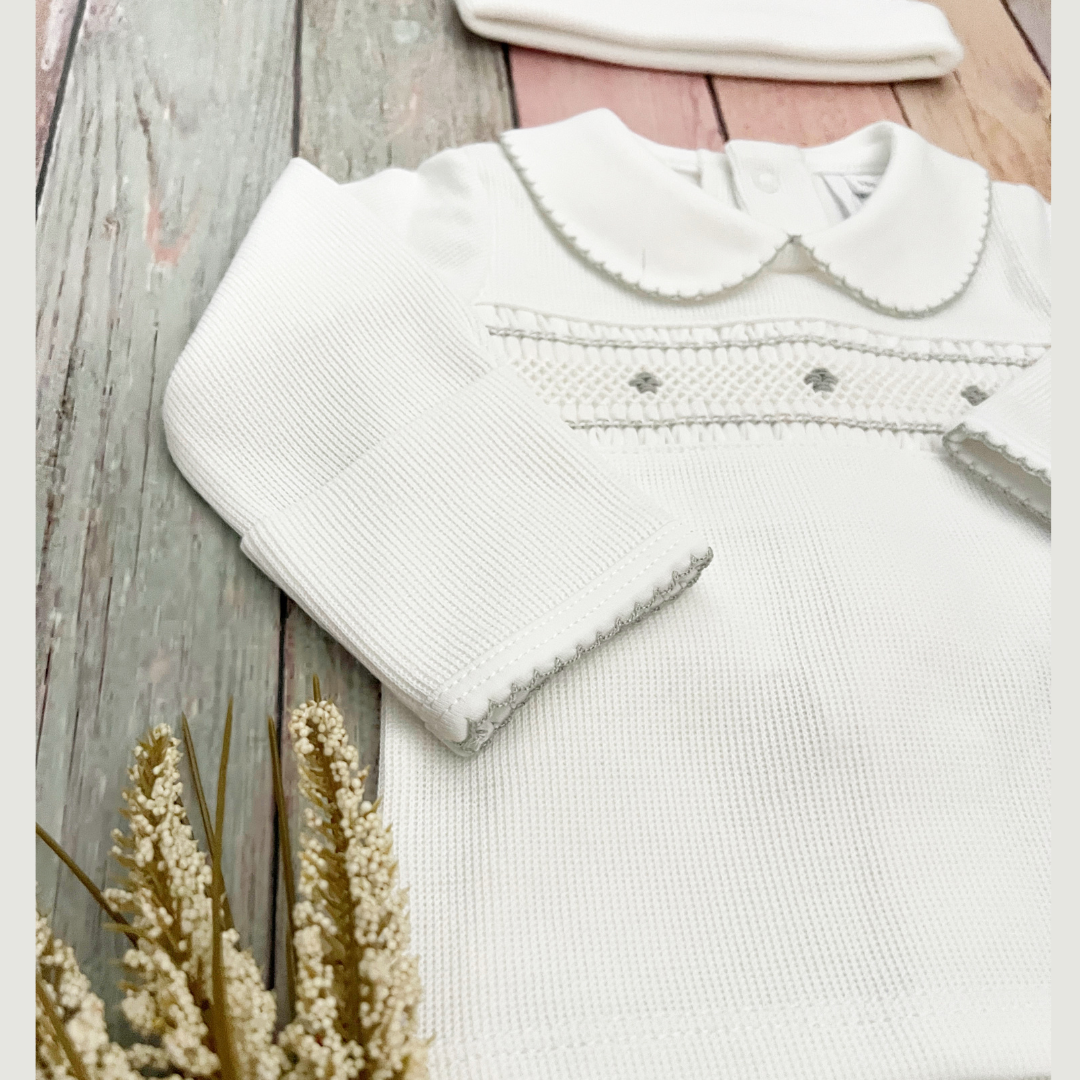 Conjunto Bebé Primer Día Algodon Pima - Blanco