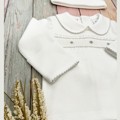 Conjunto Bebé Primer Día Algodon Pima - Blanco