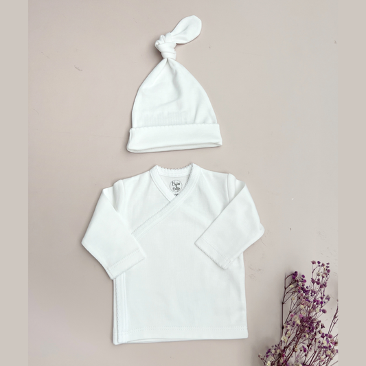 Chaqueta Cruzada y Gorro Blanco - Prematuro