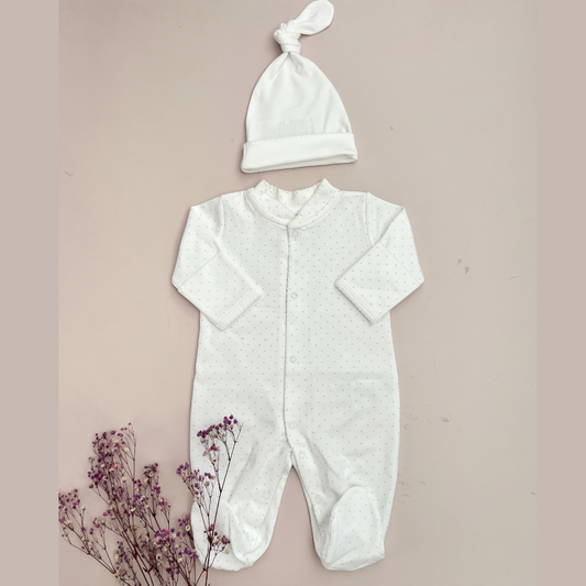 Pijama Broches y Gorro Puntos Verdes - Prematuro