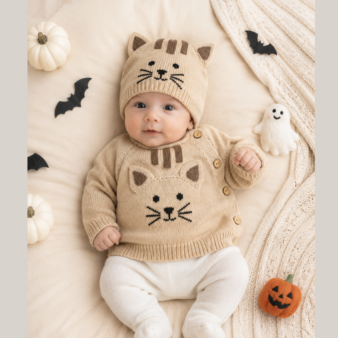 Saco y Gorro Gatico Tejido