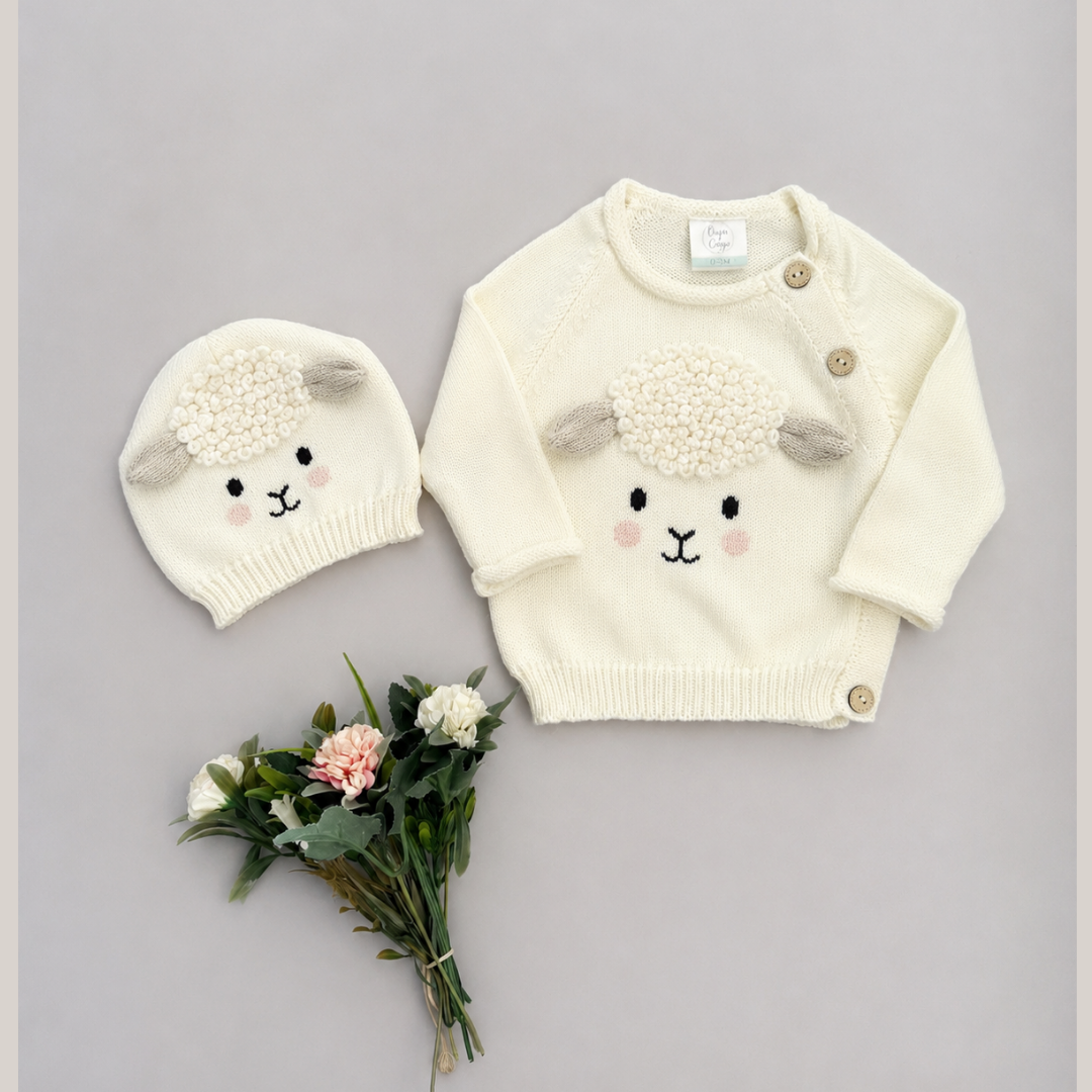 Saco y Gorro Ovejita Tejido