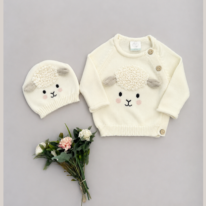 Saco y Gorro Ovejita Tejido