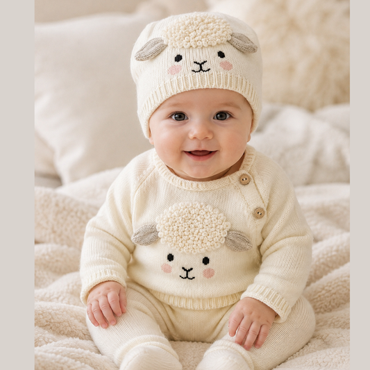 Saco y Gorro Ovejita Tejido
