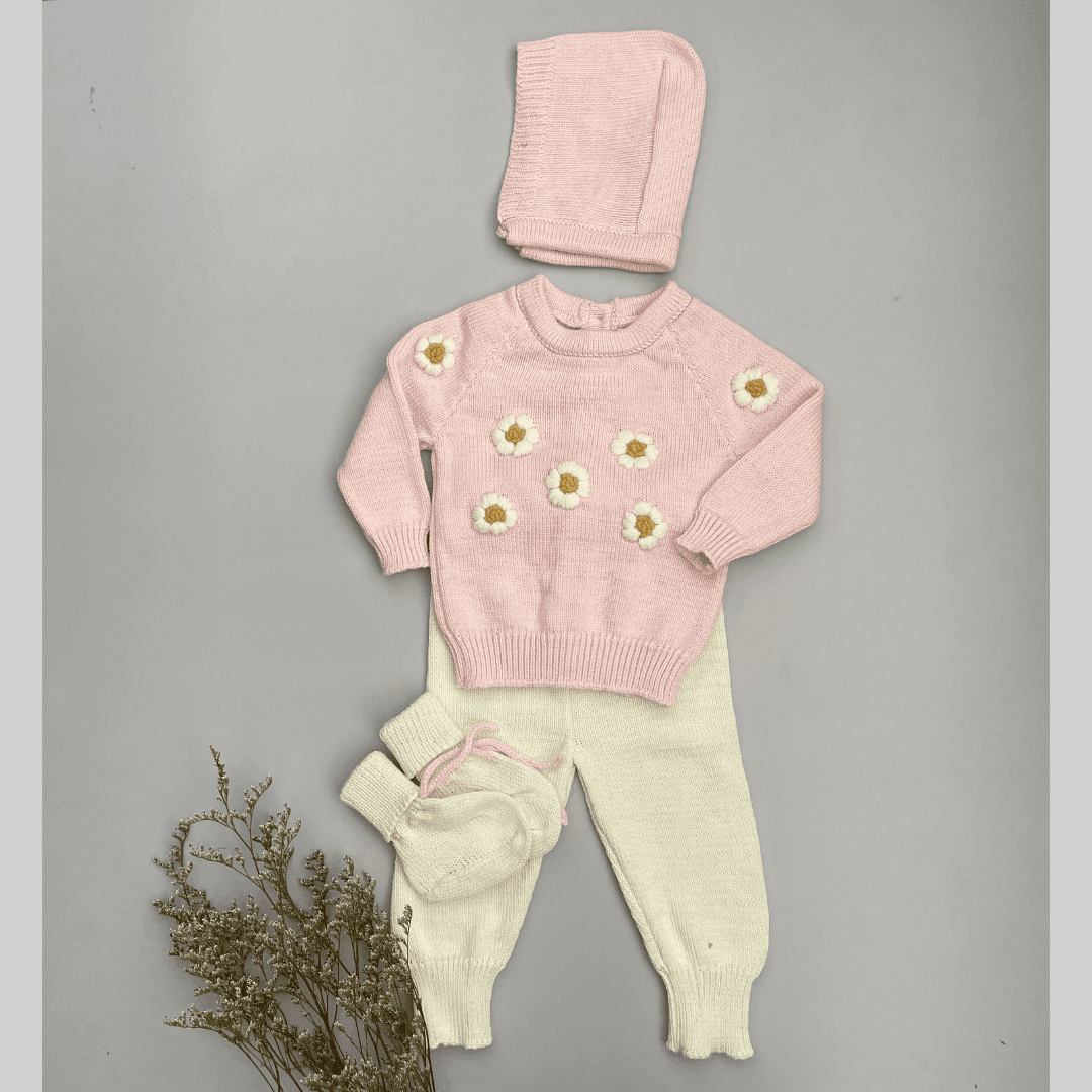 Conjunto Bebé Tejido Margaritas
