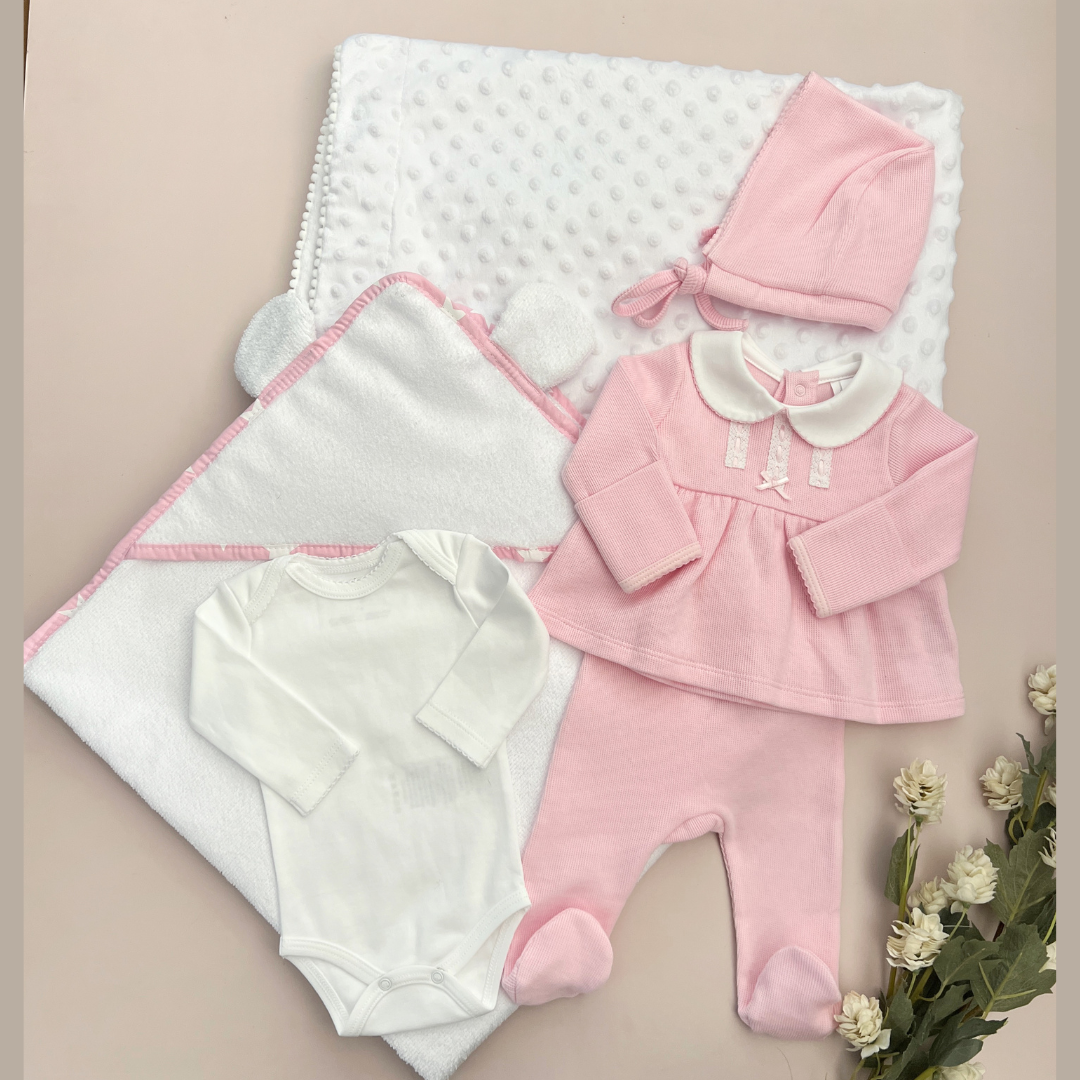 Combo Recién Nacido Vestido Rosa