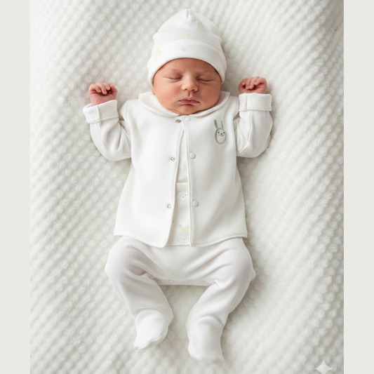 Conjunto 4 Prendas Bebé Algodón Pima Blanco