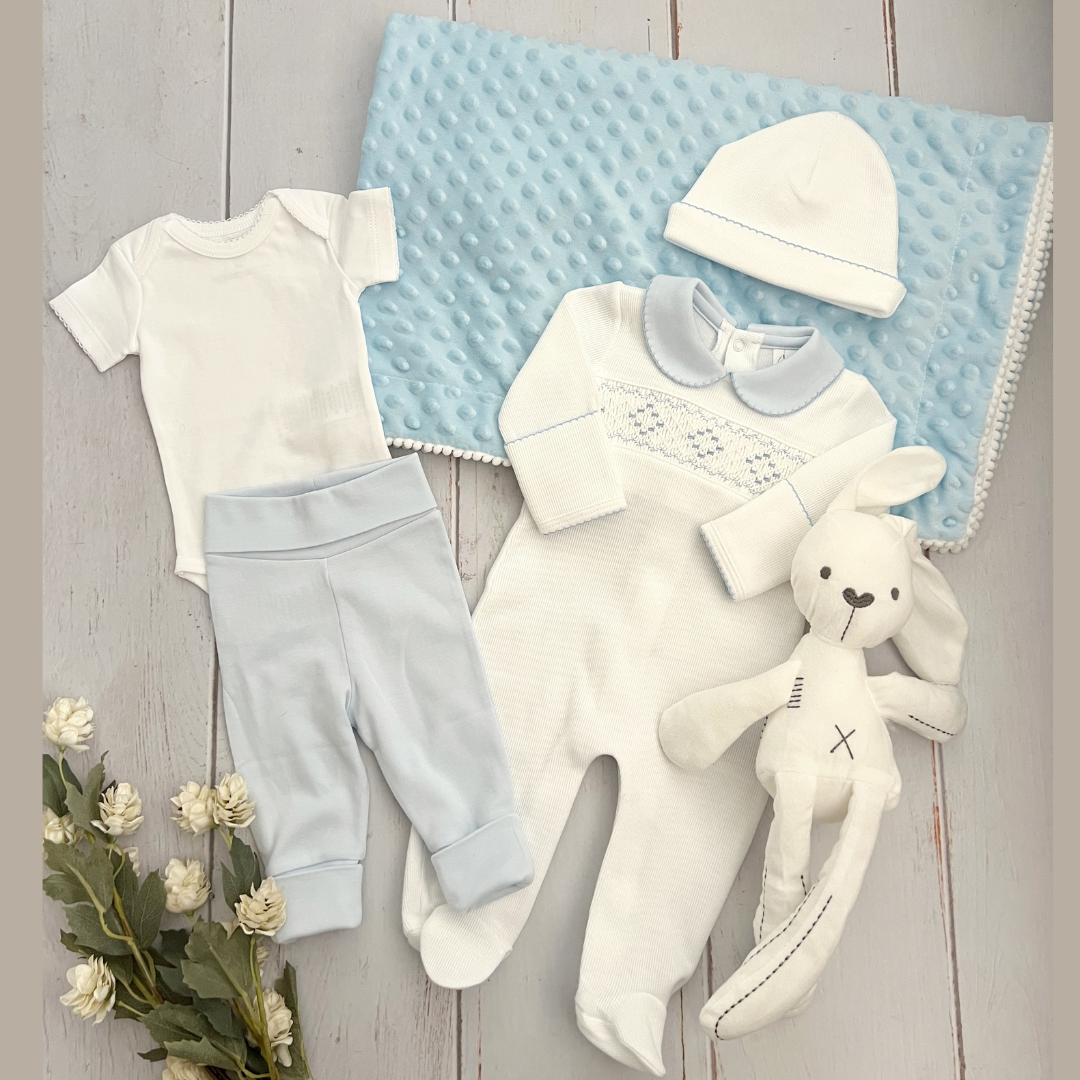 Combo Recién Nacido Enterizo Nido Abeja Blanco