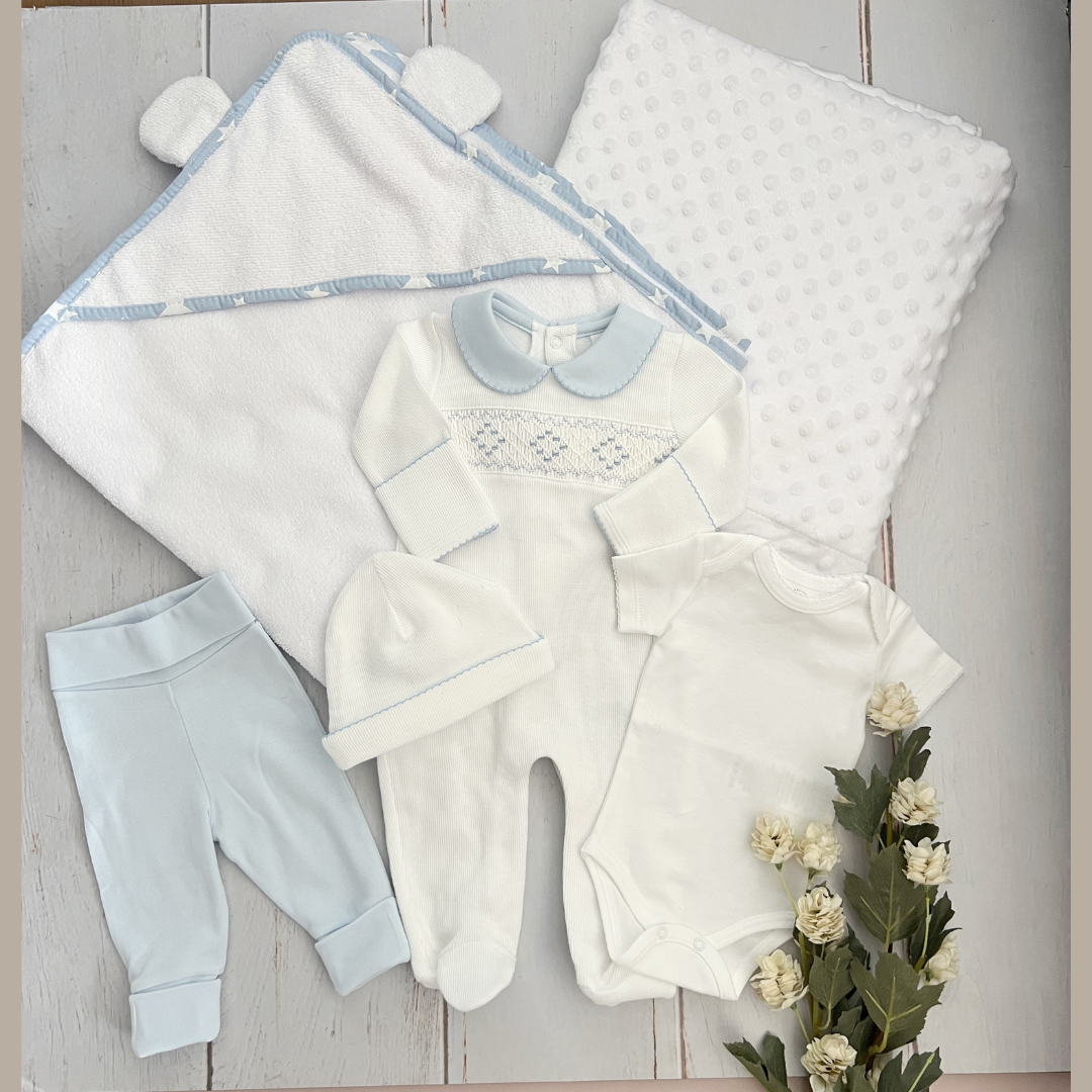 Combo Recién Nacido Enterizo Nido Abeja Blanco