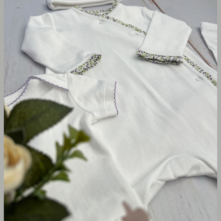 Set Bebé Recién Nacido 4 prendas Blanco Flores