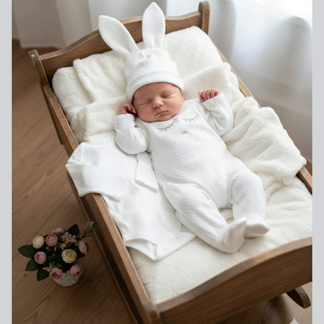 Set Bebé Algodón Pima Carita - Blanco