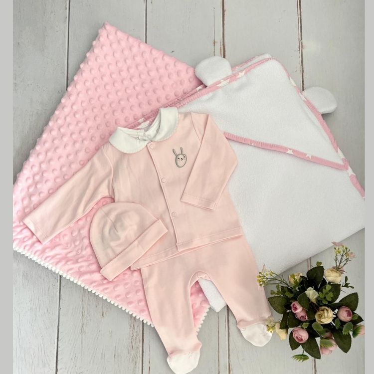Combo Recién Nacido Algodon Pima Rosado