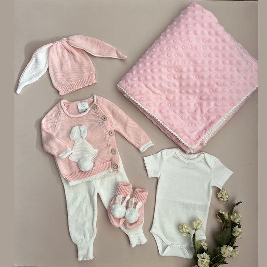 Combo Ropa y Accesorios Conjunto Conejito Rosado