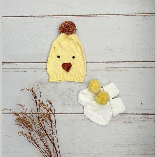 Set Gorro Orejas y Medias Pollito