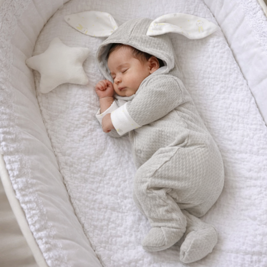 Set Bebé 3 Prendas Enterizo Orejas de Conejo Gris