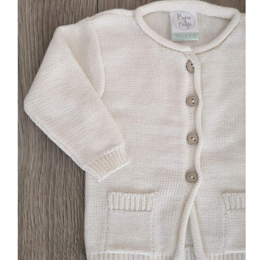 Bajo Pedido - Saco Bebé Tejido Botones Natural