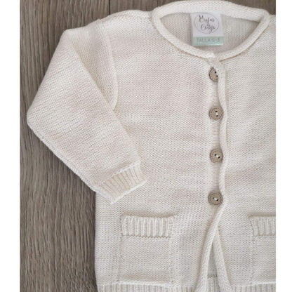 Bajo Pedido - Saco Bebé Tejido Botones Natural