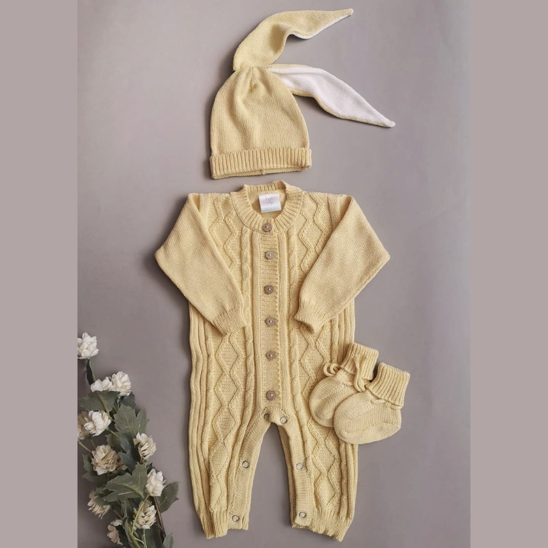 Bajo Pedido -  ENTERIZO TEJIDO TRENZADO AMARILLO