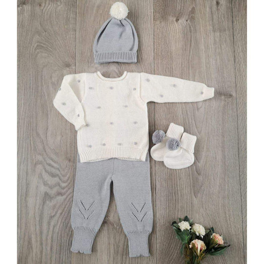 Conjunto Bebé Tejido Gris Unisex