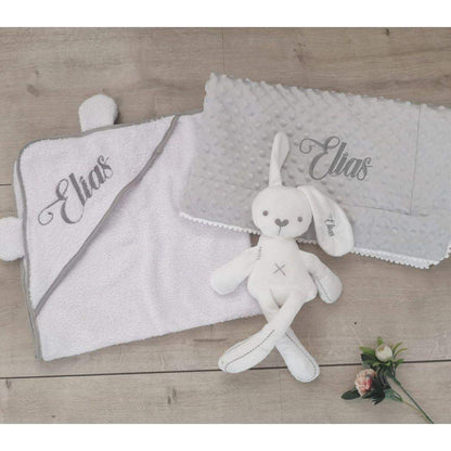 Bajo Pedido - Set Bebé Cobija, Toalla y Peluche Personalizado Niño