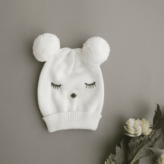 Bajo Pedido - Gorro Bebé Tejido Ojitos Blanco