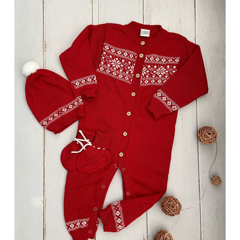 Conjunto Bebé Tejido Navidad Rojo