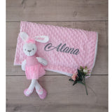 Set Cobija Bebé y Peluche Conejo Personalizados Rosado